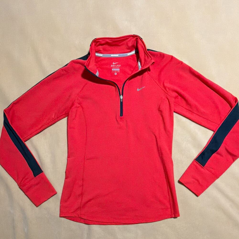 Nike Dri-FIT Womens Small Pink 1/4 Zip Long Sleeve Reflective Running Top